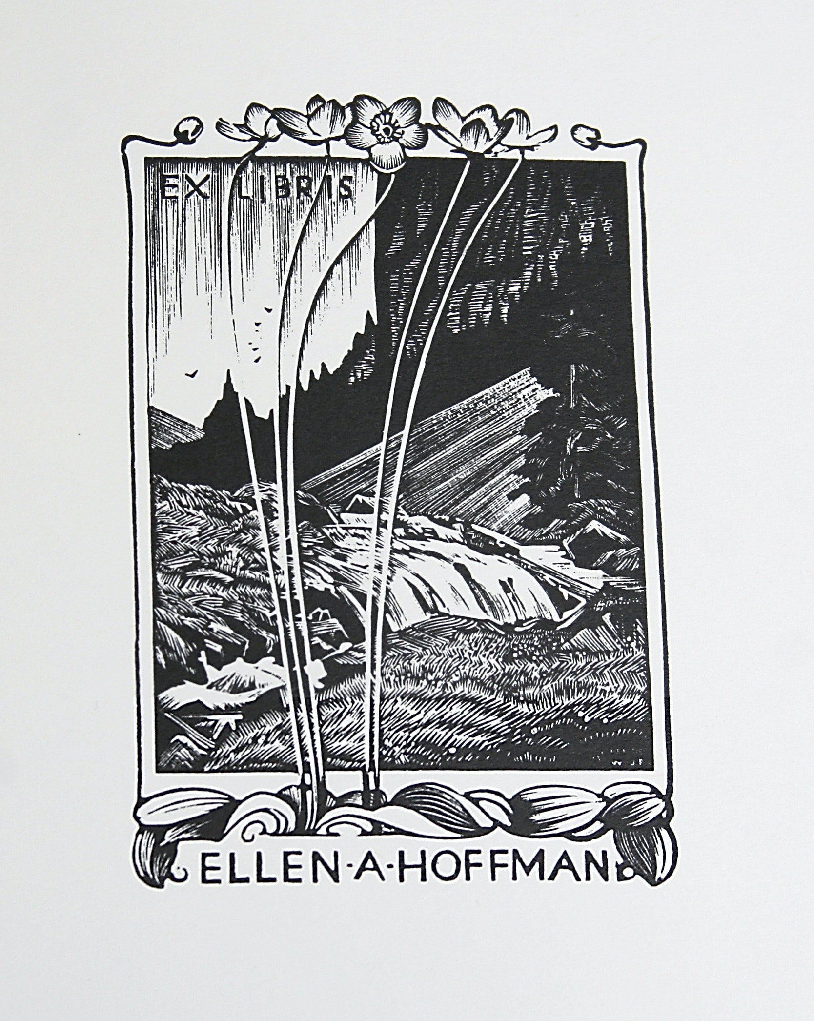 Bookplate for Miss Ellen A. Hoffman by WJ Phillips