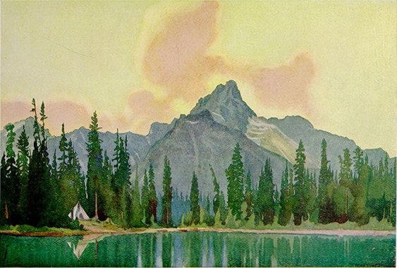 Cathedral Mountain from Lake O'Hara by WJ Phillips