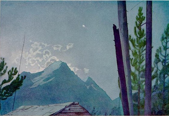 Moonrise on Mount Victoria (from Wapta) by WJ Phillips
