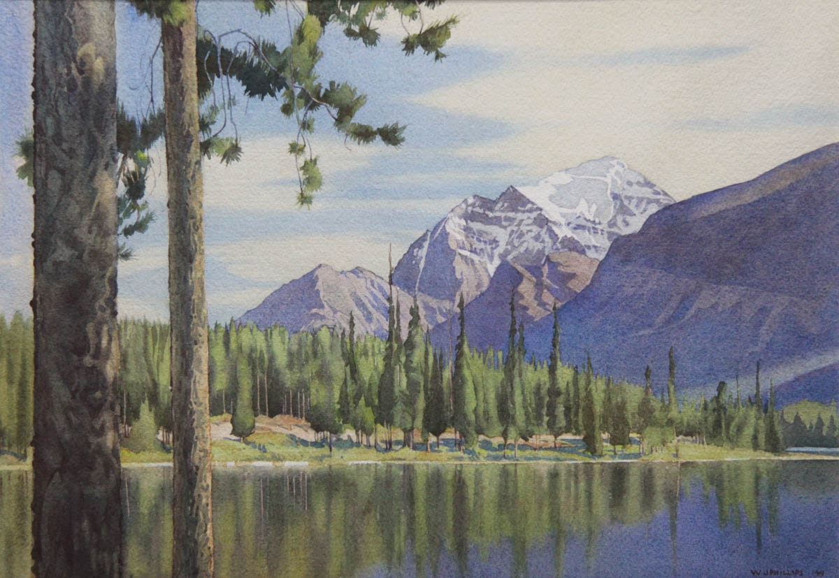 Mount Temple from Herbert Lake by WJ Phillips